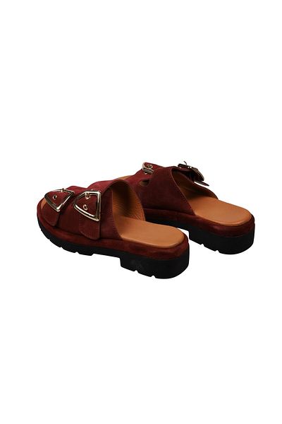 Lady Mia Belisse Buckle Detailed Genuine Leather Women's Slippers