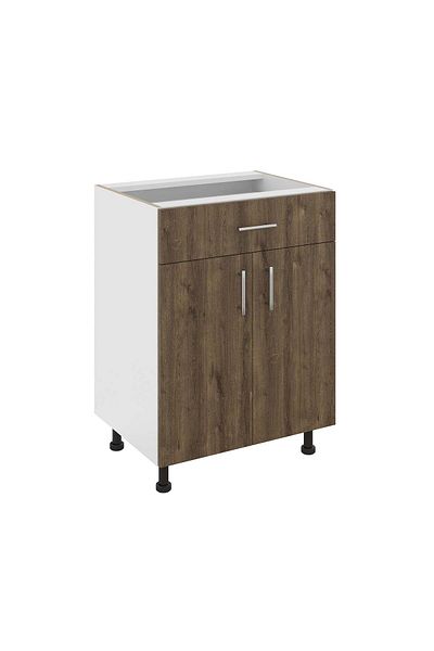 haaus.ro Haaus Karo Base Cabinet, 1 Drawer, 2 Doors, Bronze/White Oak, 60 x 50 x 80 cm