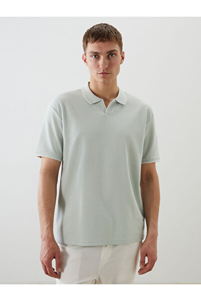 LC Waikiki Nevavm with a Difference Polo Collar Short Sleeve Basic Men's T-Shirt