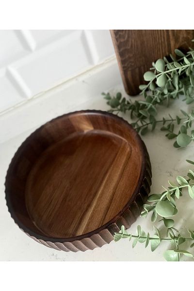 magical dreams Natural Acacia Wood Curve Bowl – 19 cm |   Handmade Decorative Presentation Bowl