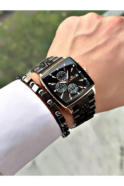 Bentini Men's Wristwatch – Multifunctional, Waterproof, Steel Band, 2 Years Warranty + Bracelet Gift