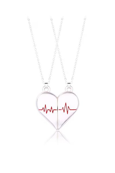 VOLY Set of 2 silver-colored chains with heart and pulse pendant