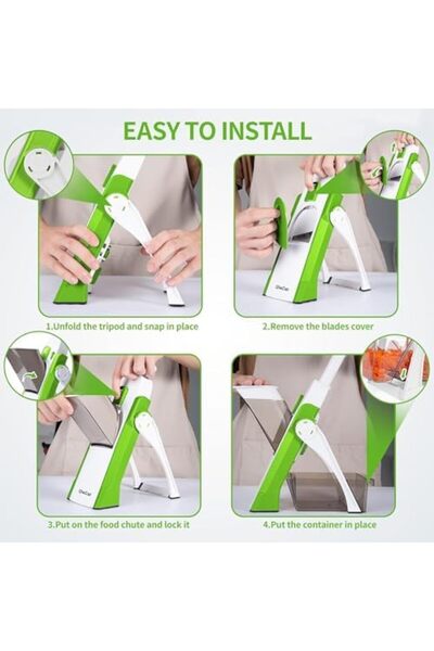 MARKQ Vegetable Chopper with 4 Modes – Mandoline Slicer for Julienne, Cubes, Fries, Adjustable Thickness