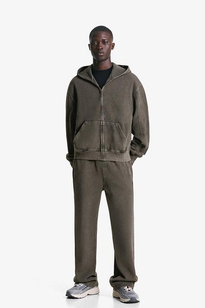 Bershka Faded-effect piqué trousers