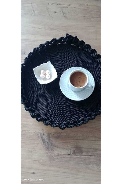 Egindra Black 30 cm Wicker Tray Decorative Tray, Bathroom, Home, Decor Presentation Tray/Promises Engagement Groom Tray