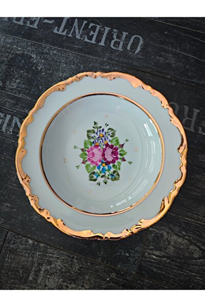 manushum El Boyama Porselen Çukur Yemek Tabağı 22cm-beyaz 6 Adet