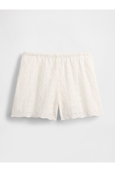 GAP Kadın Beyaz High Rise Eyelet Easy Şort