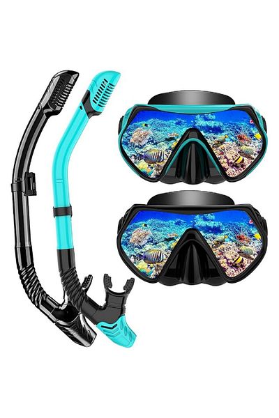 Littlejsy Set masca de snorkeling profesionala anti-ceata cu snorkel, cureaua reglabila, inchidere cu bila