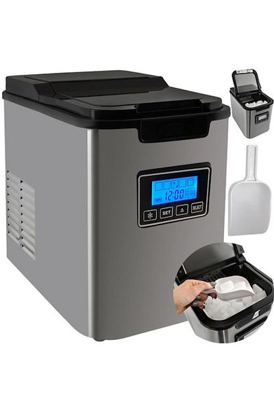 ideal STORE Ice Cube Machine idealSTORE, 3 Ice Cube Sizes, Self-Cleaning, LCD Display, Audible Alerts, Timer, Al