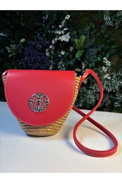 MaVaux Lara Leather Stylish Design Accessory Detailed Straw, Front Detailed Crossbody Bag, Casual Style