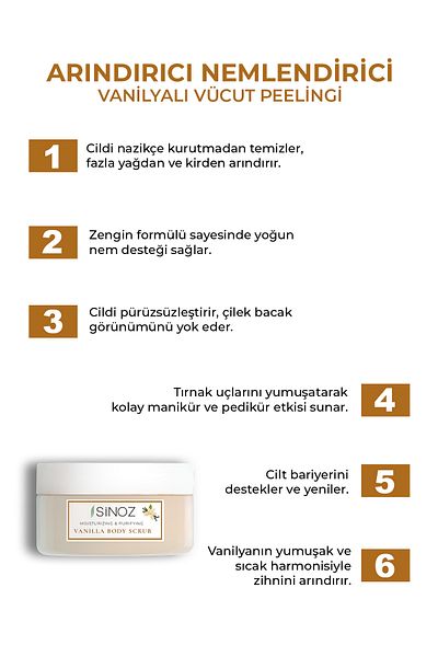 SİNOZ Body Scrub Nourishing Purifying Moisturizing Vanilla Body Peeling 300 Gr