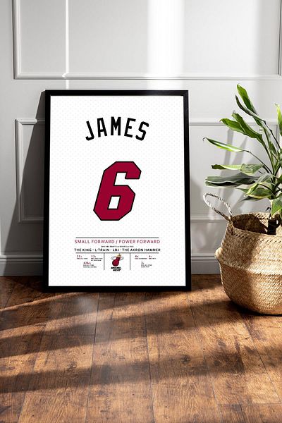 Saturn Lebron James Jersey Framed Painting - Nba Miami Heat Jersey