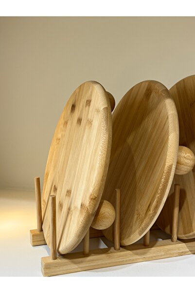 DECORİS HOME & ACCESSORIES Ahşap Mutfak Organizeri Tabak Düzenleyici Stand