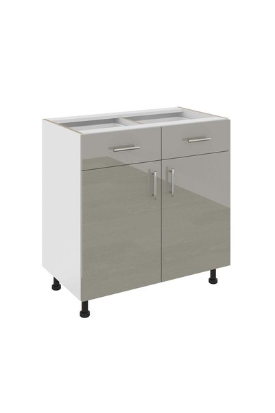 haaus.ro Corp Baza haaus Karo, 2 Sertare, 2 Usi, Gri Lucios/Alb, MDF, 80 x 50...