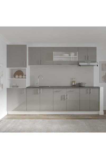 haaus.ro Set Bucatarie Karo V23, Gri Lucios/Alb, MDF, Blat Thermo 28 mm, L 28...