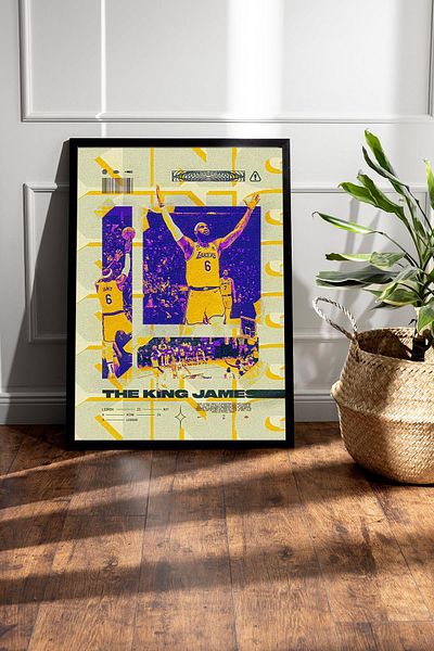 Saturn Lebron James Framed Painting - Basketball Nba Poster Painting
