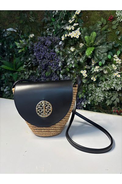 MaVaux Lara Leather Stylish Design Αξεσουάρ Λεπτομερής ψάθινη τσάντα, Μπροστινή λεπτομερής τσάντα χιαστί, Casual Style