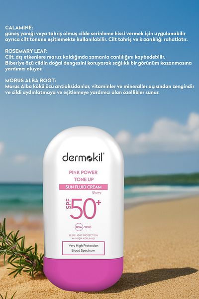 Dermokil Pink Tone-Up Fluid Sun Cream Spf 50 Pink Tone Equalizing Fluid Sunscreen