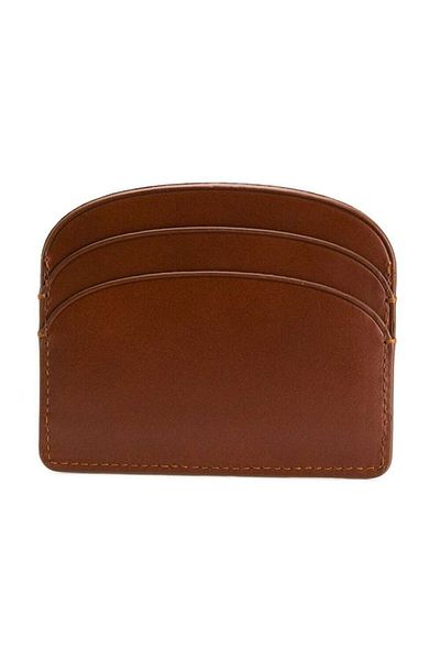 Apc A.P.C. Demi Lune Brown Leather Card Holder With Logo A.P.C. Woman