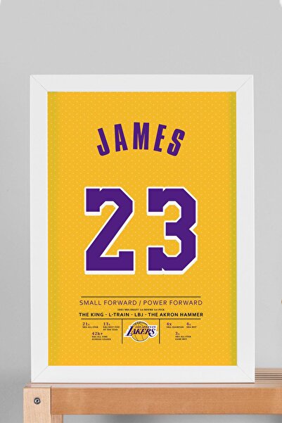 Saturn Kareem Abdul Jabbar Forma Çerçeveli Tablo - NBA Los Angeles Lakers Jersey