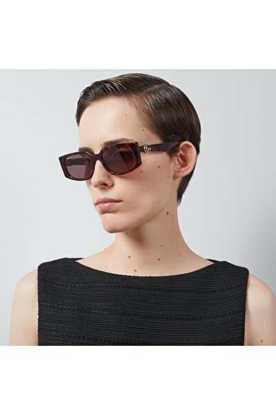 Gucci Gg1534S 002 55-18 Women's Brown Matte Glass Brown Acetate Rectangle Sun...