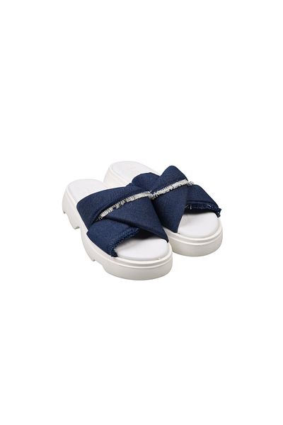 Lady Mia Nuvia Women's Twist Detailed Denim Slippers