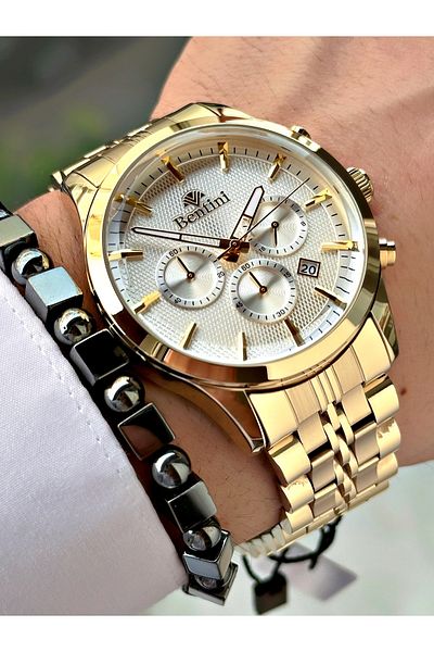 Bentini Men's Wristwatch – Multifunctional, Waterproof, Steel Band, 2 Years Warranty + Bracelet Gift