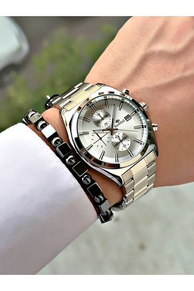 Bentini Men's Wristwatch – Multifunctional, Waterproof, Steel Band, 2 Years Warranty + Bracelet Gift