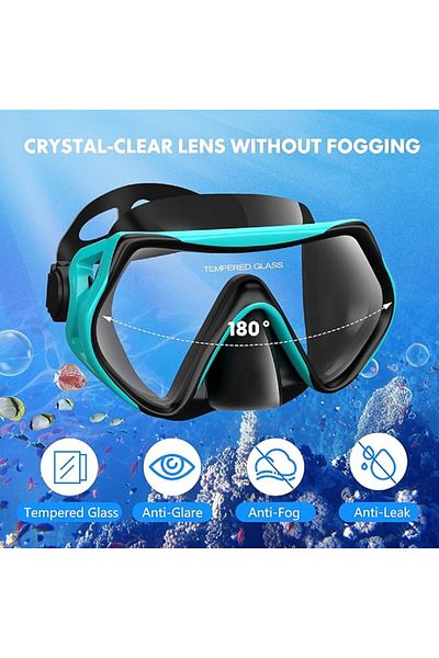 Littlejsy Set masca de snorkeling profesionala anti-ceata cu snorkel, cureaua reglabila, inchidere cu bila