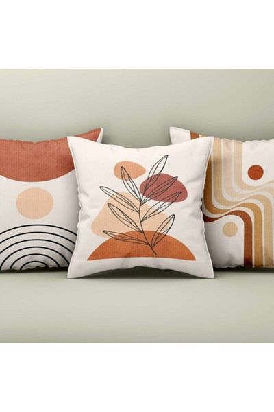 Lenjerii Deosebite Set 3 decorative pillow cases 43x43cm, Abstract Terracotta Design
