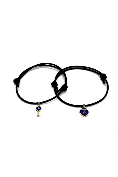VOLY Set of 2 couple bracelets, heart and key, eco-leather