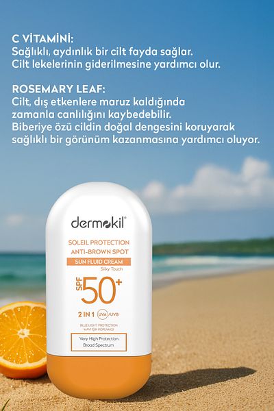 Dermokil Soleil Protection Anti-Brown Spot Sun Fluid Cream Spf 50 Anti-Blemish Fluid Sunscreen