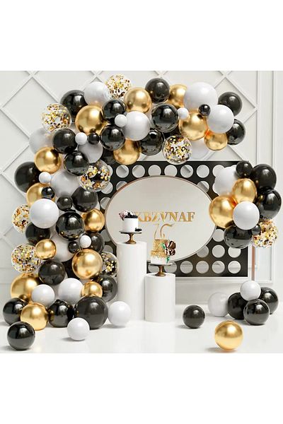 Baloane Vesele Balloon Arch Birthday Black Gold 106 Pieces ARC99