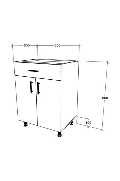 haaus.ro Haaus Karo Base Cabinet, 1 Drawer, 2 Doors, White, 60 x 50 x 80 cm