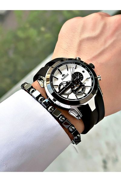 Bentini Men's Wristwatch – Multifunctional, Waterproof, Silicone Cord, 2-Year Warranty, Wristband Gift