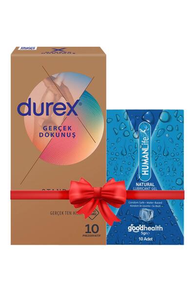 Durex Gerçek Dokunuş Ultra Kaygan Prezervatif 10'lu + HumanLife 5 gr X 10 Doğ...