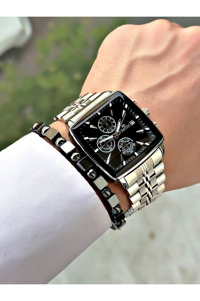 Bentini Men's Wristwatch – Multifunctional, Waterproof, Steel Band, 2 Years Warranty + Bracelet Gift