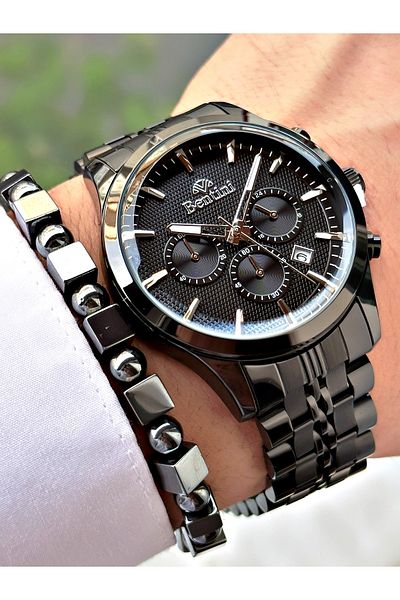 Bentini Men's Wristwatch – Multifunctional, Waterproof, Steel Band, 2 Years Warranty + Bracelet Gift