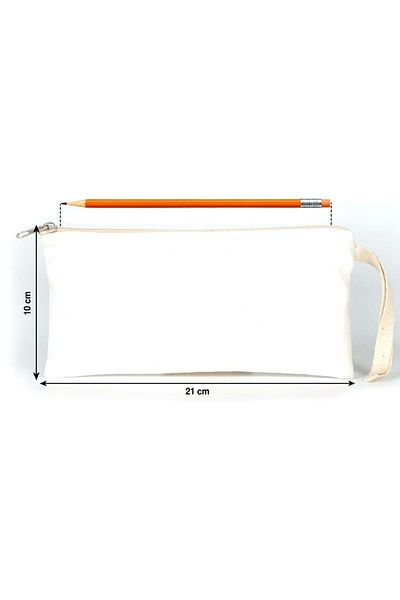 Rakerplus Cream 21X10 cm Zippered Gabardine Fabric Pen Holder