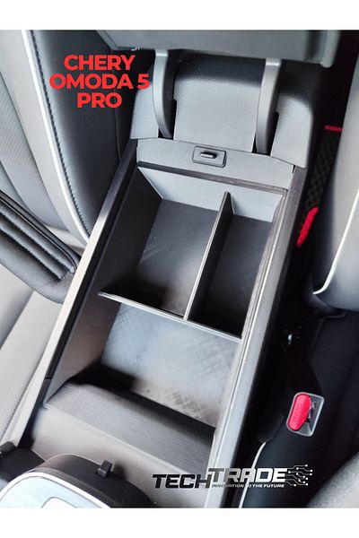 Tech Trade Chery Omoda 5 Pro Armrest Organizer-3 Compartments Black (Not Compatible with Omoda 5.)
