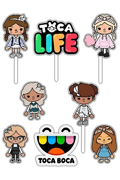 Bloom Atelier Toca Boca Life Cake Figurines, Set of 8 Cake Accessories, Cake Decoration Accessories, Cake Decorations