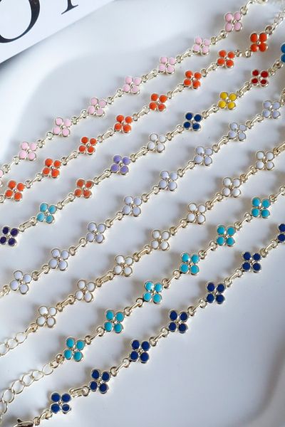 DEMOKAN Women's Bracelet Snap Chain Flower Detail Bracelet