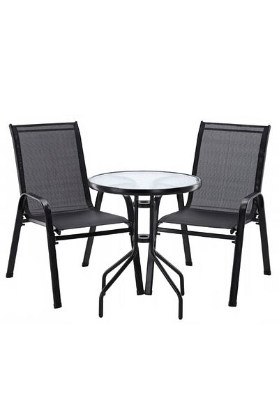 SERSIMO Set mobilier de grădină Torino, 2 scaune, 1 masă, gri antracit