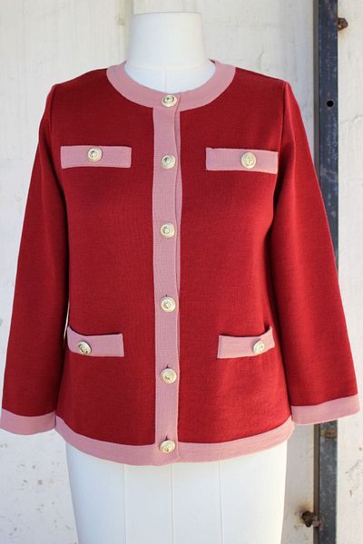 trikobis Gold Button Detail Bands Intersy Steel Knitted Wool Knitwear Cardigan