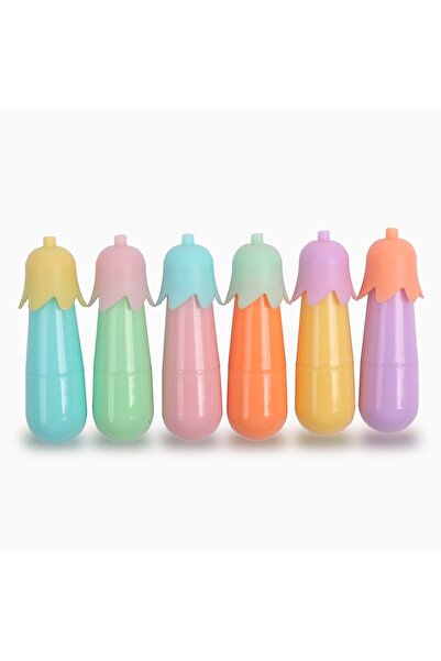 gaman 6'lı Mini Sebze Şeklinde Renkli Fosforlu Kalem - Şeffaf Fermuarlı Taşım...