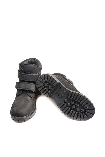 Ayakkabıhane Ποιοτικά γνήσια δερμάτινα Nubuck Μαύρα Unisex Παιδικά Velcro Μποτάκια Ah0700619611001