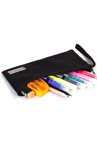 Rakerplus Black 21X10 cm Zippered Gabardine Fabric Pen Holder