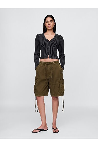 GAP Kadın Haki Kolay Kargo Uzun Şortlar