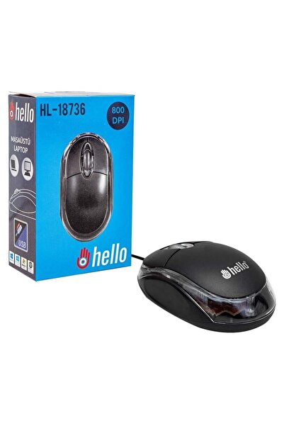 Hello HL-18736 Optik Işıklı 800 DPI Kablolu Mouse