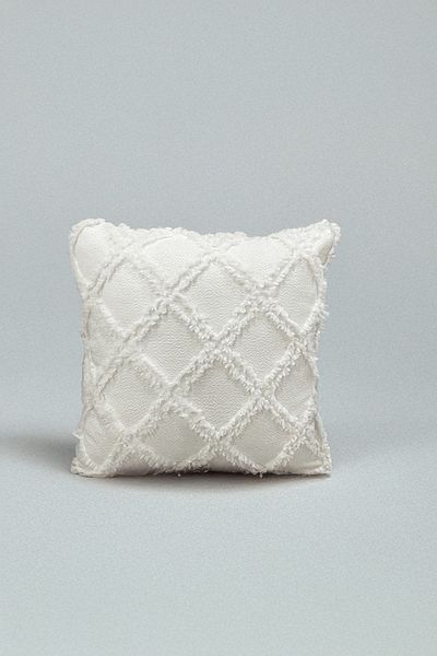 EVYA Punch Chenille 43X43 cm Ecru Sofa Cushion Cover Luxury Decorative Feather Special Design Modern Decoration